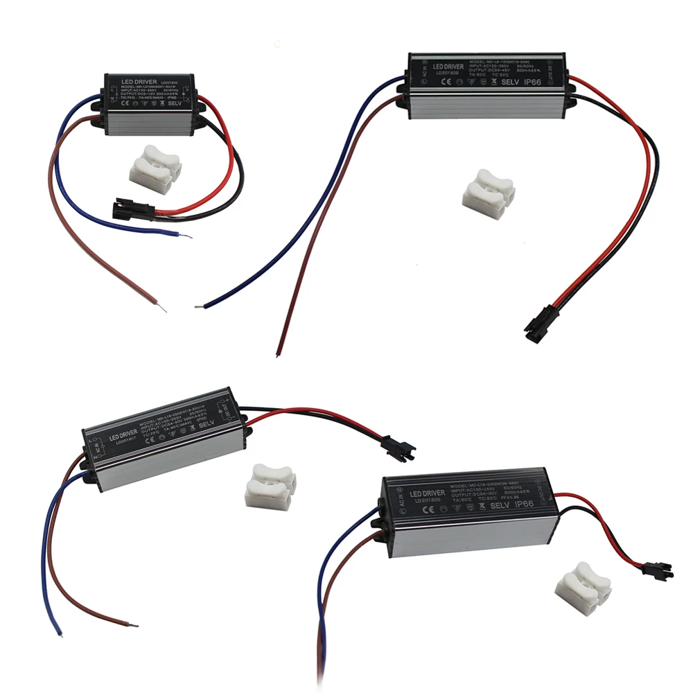 Алюминиевый драйвер IP66 3W 4W 8W12W 18W 24W 36W 48WLED 300mA 600mA AC 100 265v источник питания освещение