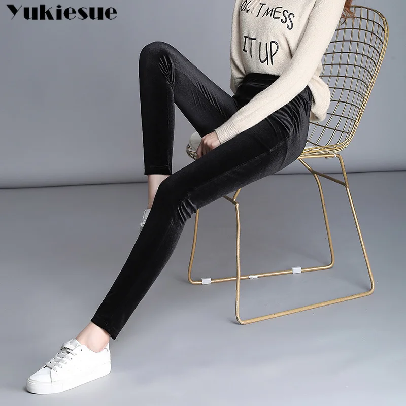 Женские бархатные облегающие брюки-карандаш с высокой талией | Женская одежда