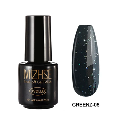 GreenZ006 MIZHSE 7 мл Цвета Блеск лак для ногтей Полупостоянный УФ эмаль Гибридный лак для ногтей гель для базового покрытия лак для ногтей - Цвет: GreenZ006