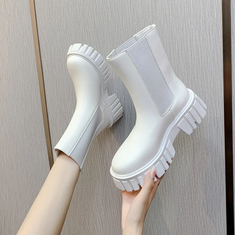 

Женские ботинки на молнии, с круглым носком, на платформе