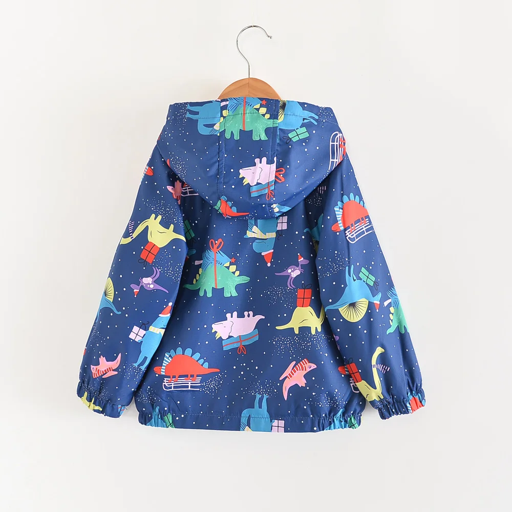 Осенняя ветровка для маленьких девочек с рисунком динозавра бархатная Детская