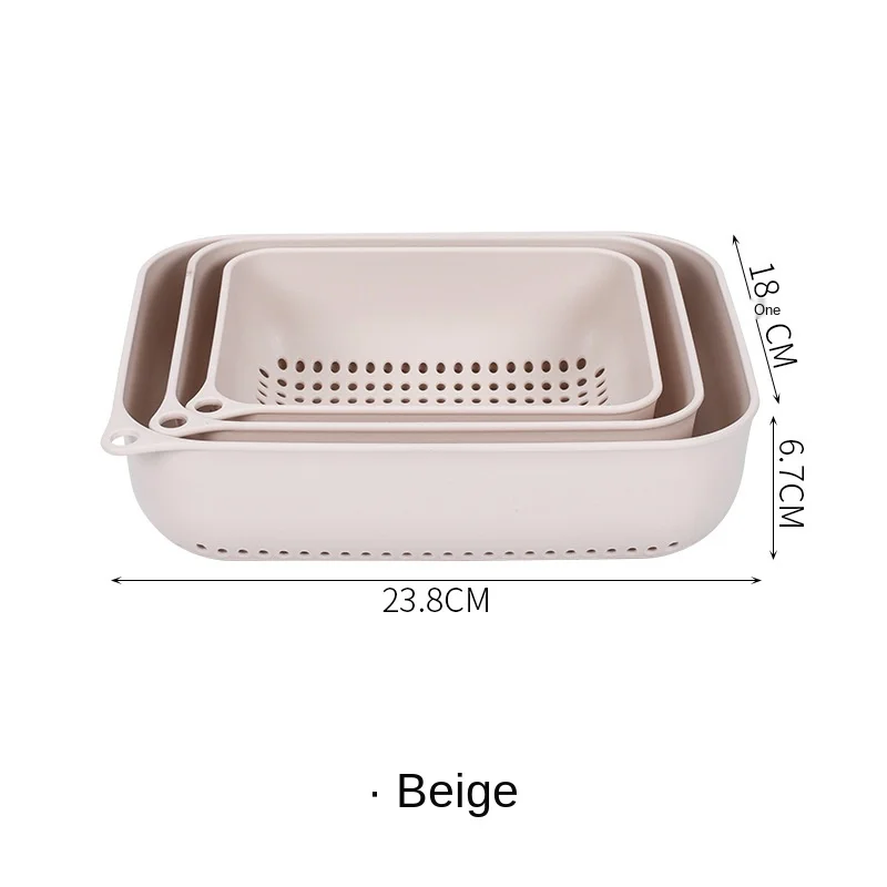 

Plastic Drain Basket Kitchen Sink Three-piece Household Vegetable Basket Creative Fruit Bowl Vegetable Basket Kitchen Supplies
