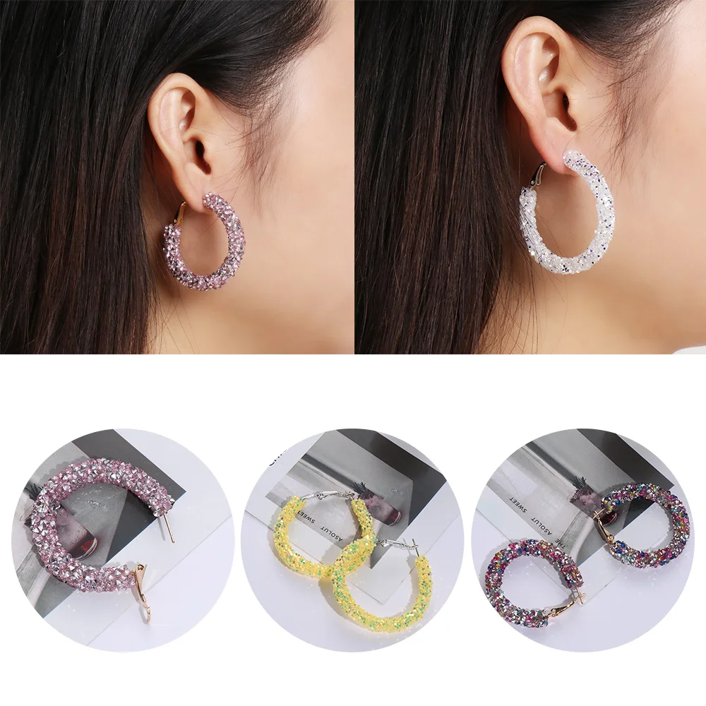 2020 Горячие дизайнерские серьги кольца геометрические круглые блестящие стразы