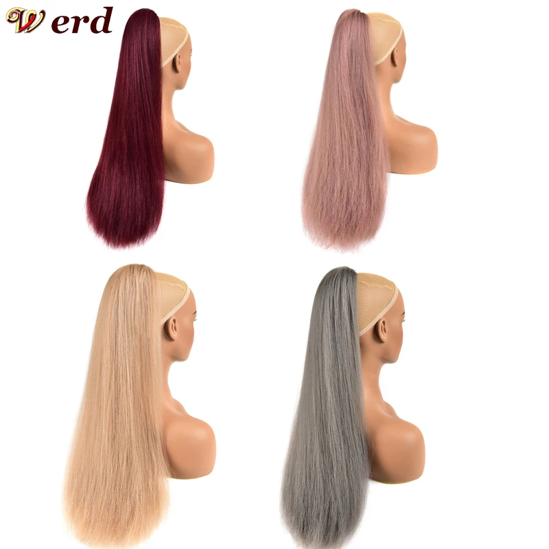 Длинные прямые волосы конский хвост 22 дюйма синтетические термостойкие