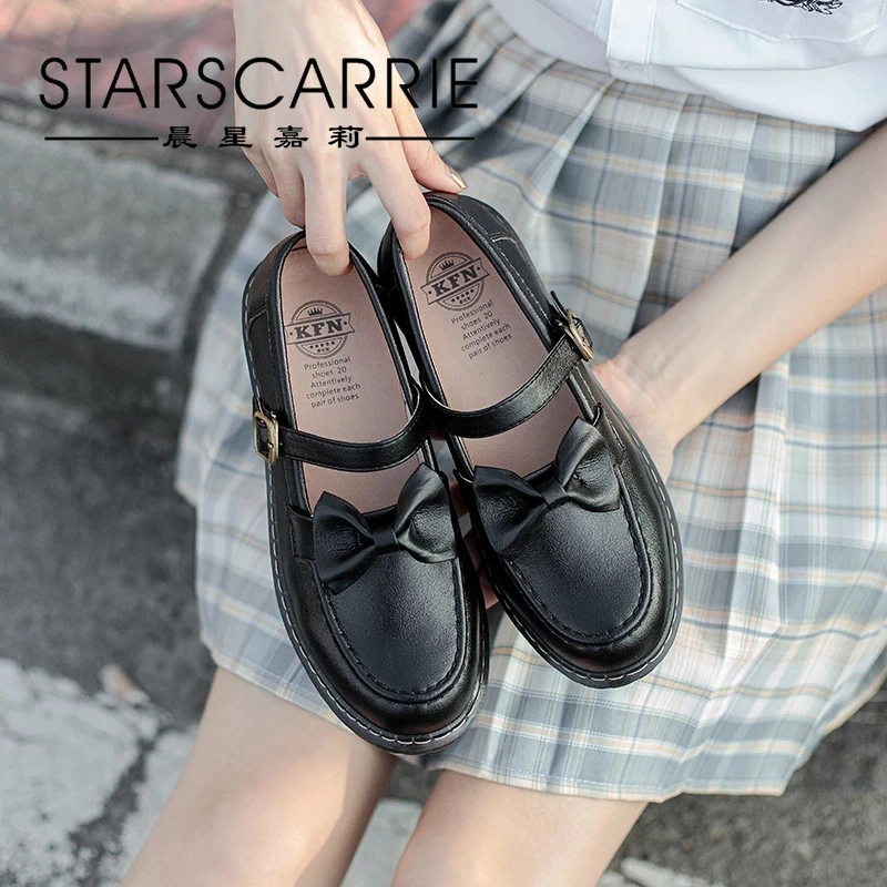 

2021 spring women's uniform Shoes Black flat heel general everyday round diamond low top Mary Jane JK student shoes