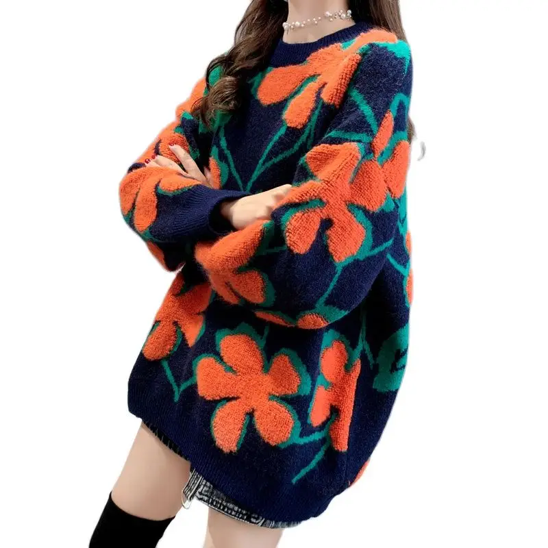 

Fashion Women's Knitted Sweaters Pullover 2021 Autumn Winter New Thicken Long Sleeve Casual Jacket Female Tops External Wear