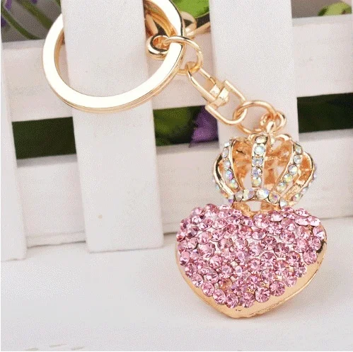 1 шт Корона сердце горный хрусталь Шарм брелок идеальная связка ключей