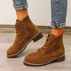 Осенне-зимние новые модные повседневные замшевые короткие ботинки с боковой молнией на шнуровке модные и удобные кожаные ботинки мартинсы YX221