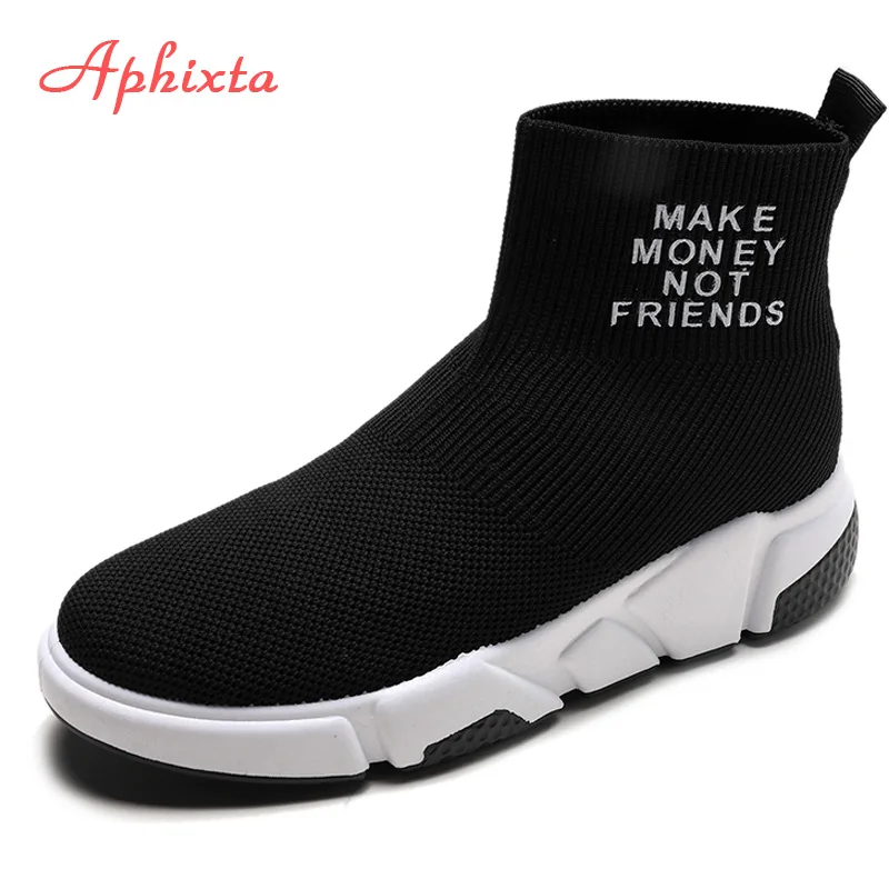 Black-Style 05 Сапоги aphixta, женские ботильоны, трикотажная ткань, без шнуровки, для женщин, Mujer, модные шнурки, без шнуровки, для женщин, Mujer, осенняя женская обувь - Color: Black-Style 05
