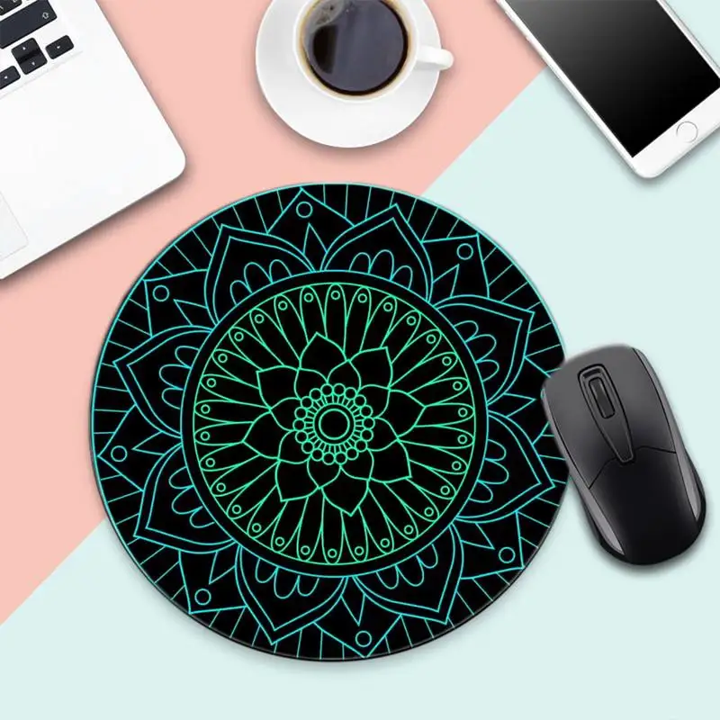 

Color mandala Durable Rubber Mouse Mat Pad Round Non-slip Cushion