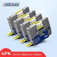 4pk 12mm 631 label tape black on yellow printer ribbon compatible brother label sticker 231 tape for brother pt label printer
