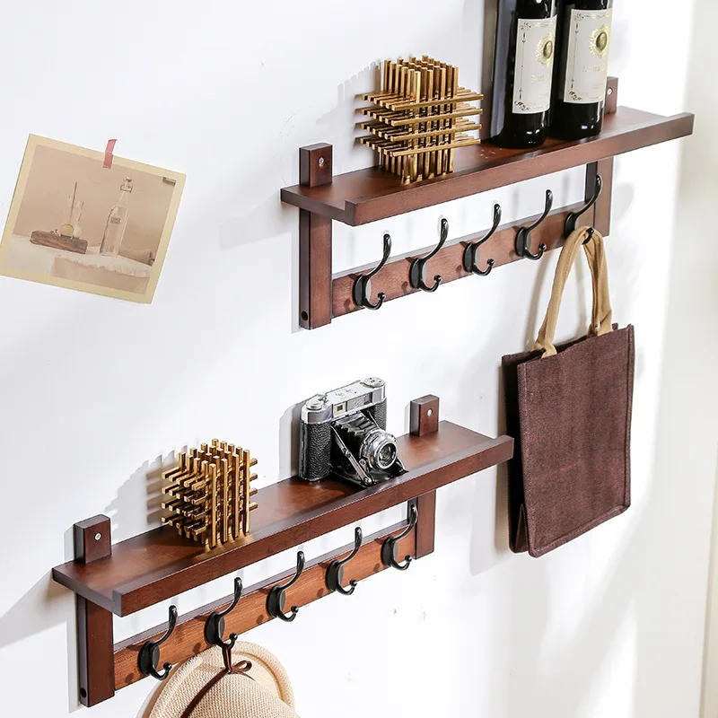 Деревянная вешалка для одежды в стиле лофт, крючок для дверей, настенная вешалка для пальто в комнате, для коридора, подставка для ключей, по...