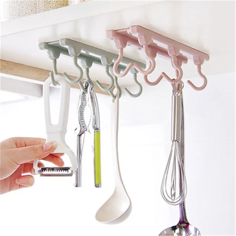 Пластиковая подвесная вешалка для чашек 6 крючков|Полки и держатели| |