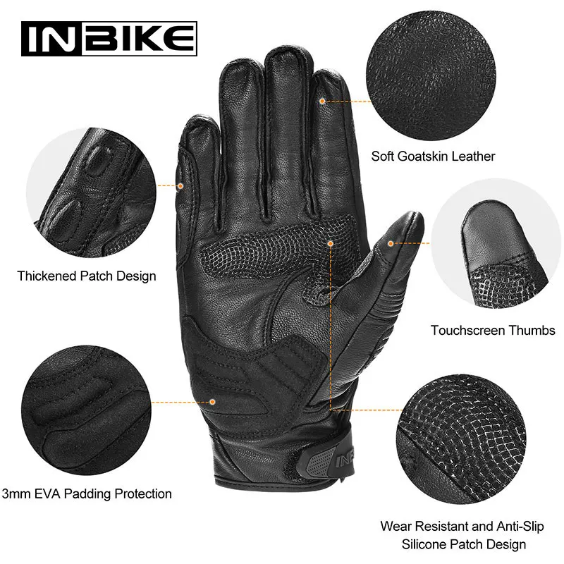 Кожаные Мотоциклетные Перчатки INBIKE дышащие гоночные перчатки из козьей кожи для