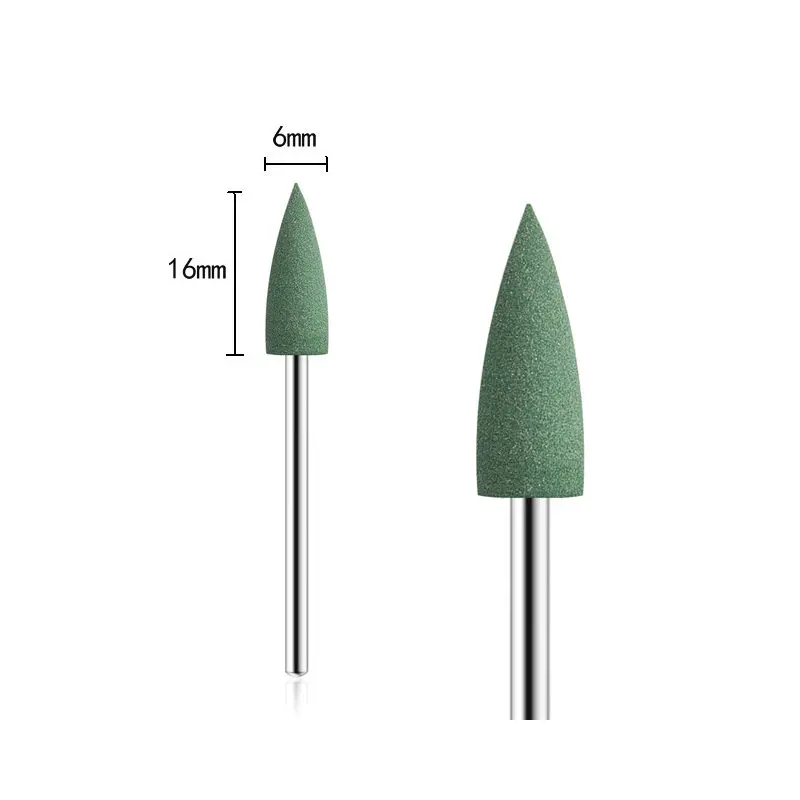 Cuspidal 4mm Head 7 Colors Rubber Silicon Carbide Nail Buffer Electric Manicure Machine Drill Accessories Rotary Tools | Красота и