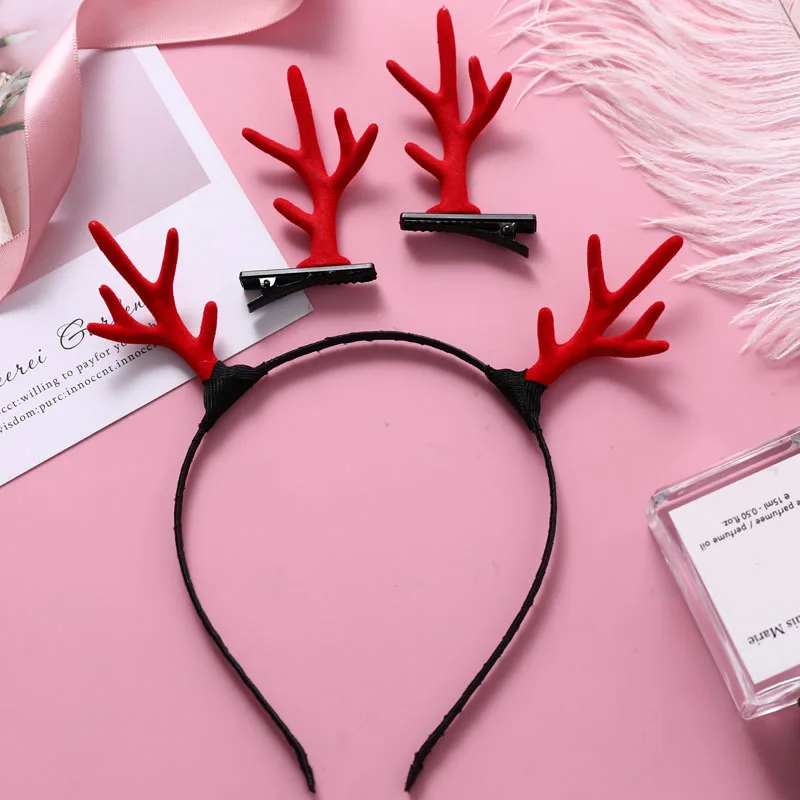 

Japan and South Korea net red deer horn headdress Sen female hair card Christmas hair band fresh hair clip children's