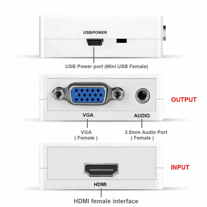Bkscy HDMI в VGA адаптер папа Famale конвертер 1080P цифровой аналоговый видео аудио для ПК