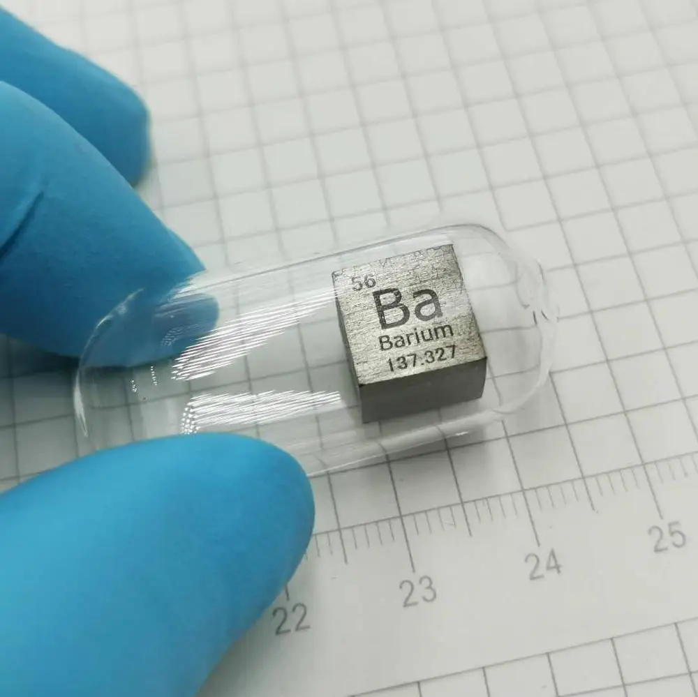 Барий Ba Металл 10 мм Плотность куб 99.5% чистый в стеклянной ампуле | Обустройство