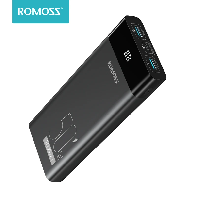 ROMOSS Power Bank PPD20 20000 мАч 50 Вт PD Быстрая зарядка Powerbank для ноутбука внешнее зарядное