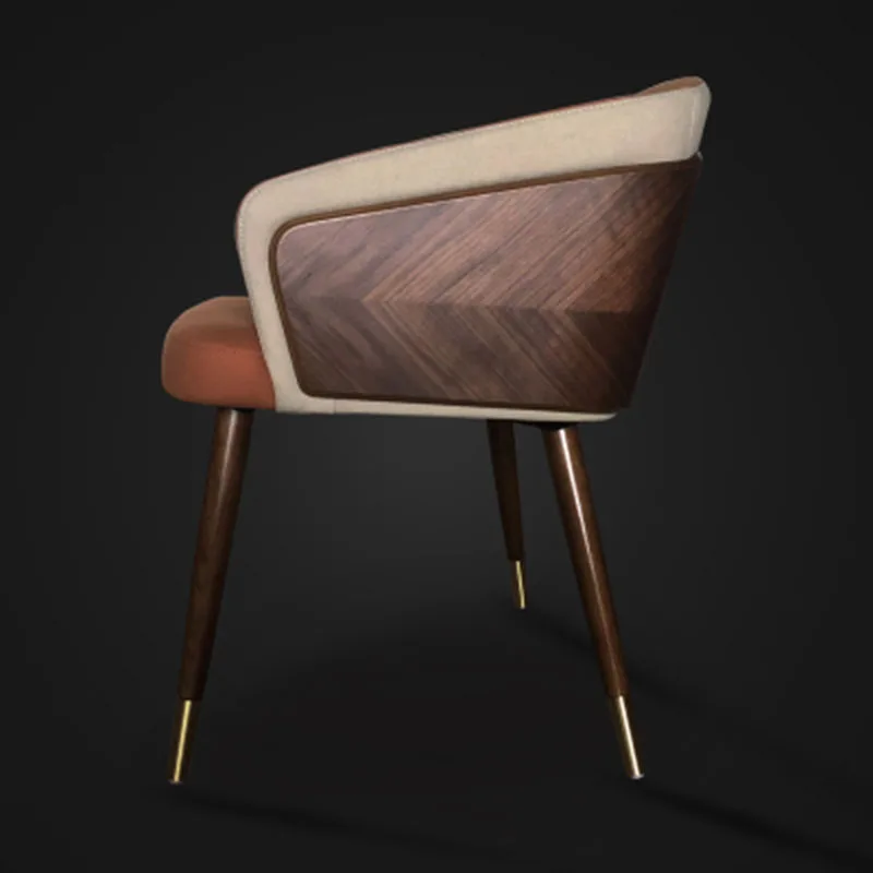 Кресло из массива дерева и металла в скандинавском стиле, современная роскошная ткань (кожа), для бара, кафе, семейного обеденного кресла