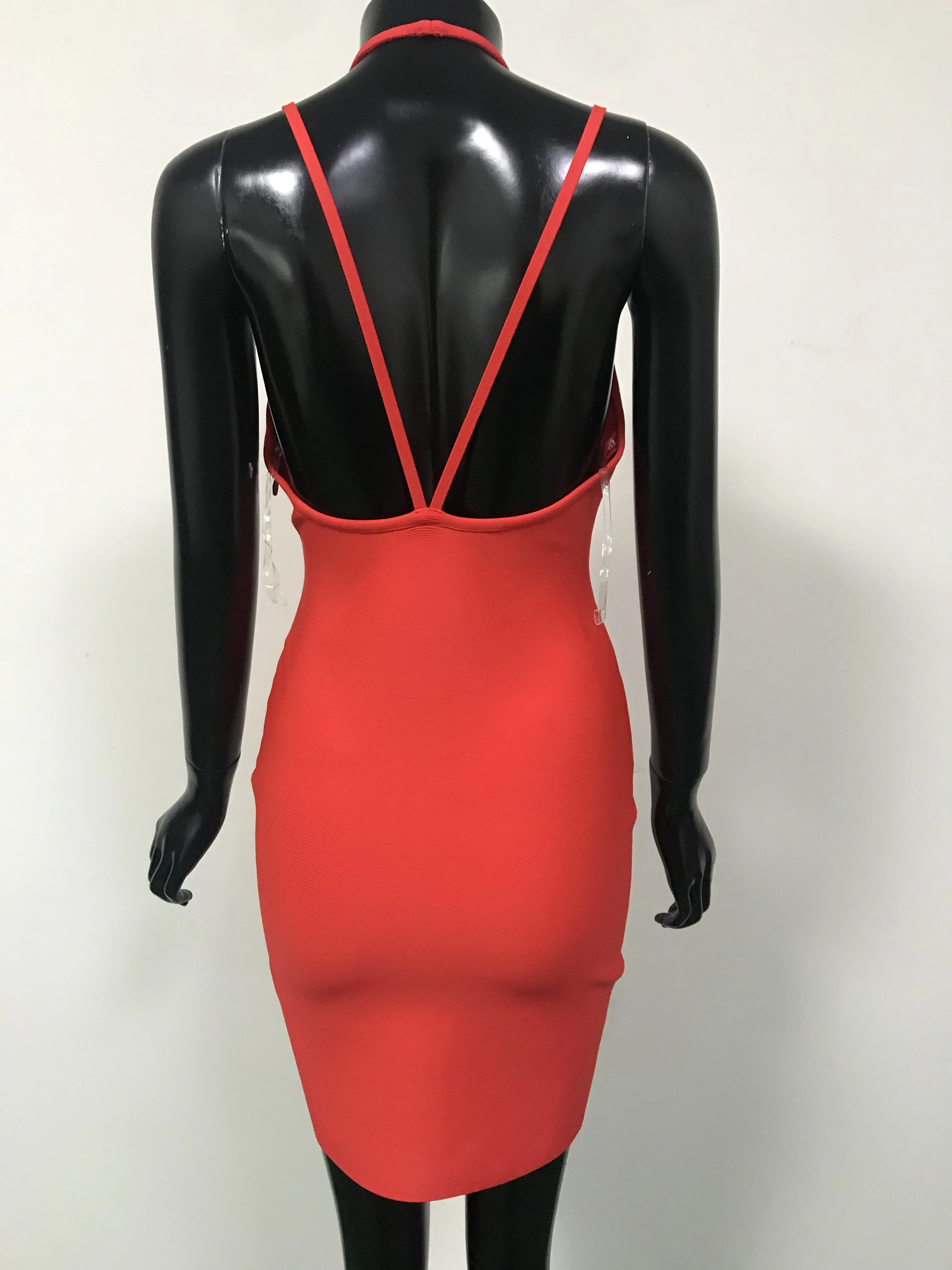 

Brand New 2020 Women Fashion Sexy Deep V Neck Red Bandage Dress Designer Elegant Evening Celebrity Party Dress Vestido