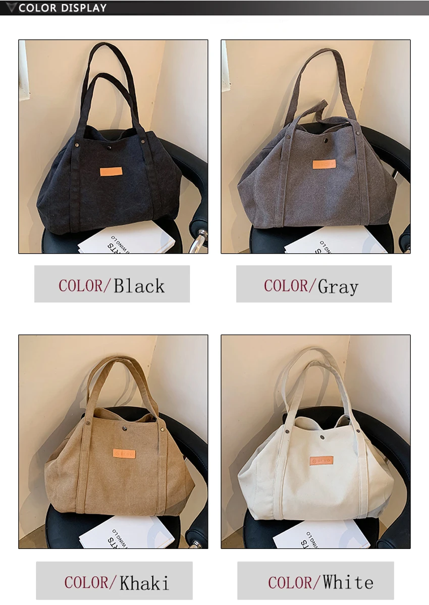 

Canvas Tote Bag for Women Bags Designer Fold Bolsos Grandes Para Mujer Playa Sac Toile Big Handbag Casual Tote Solid Shoulder