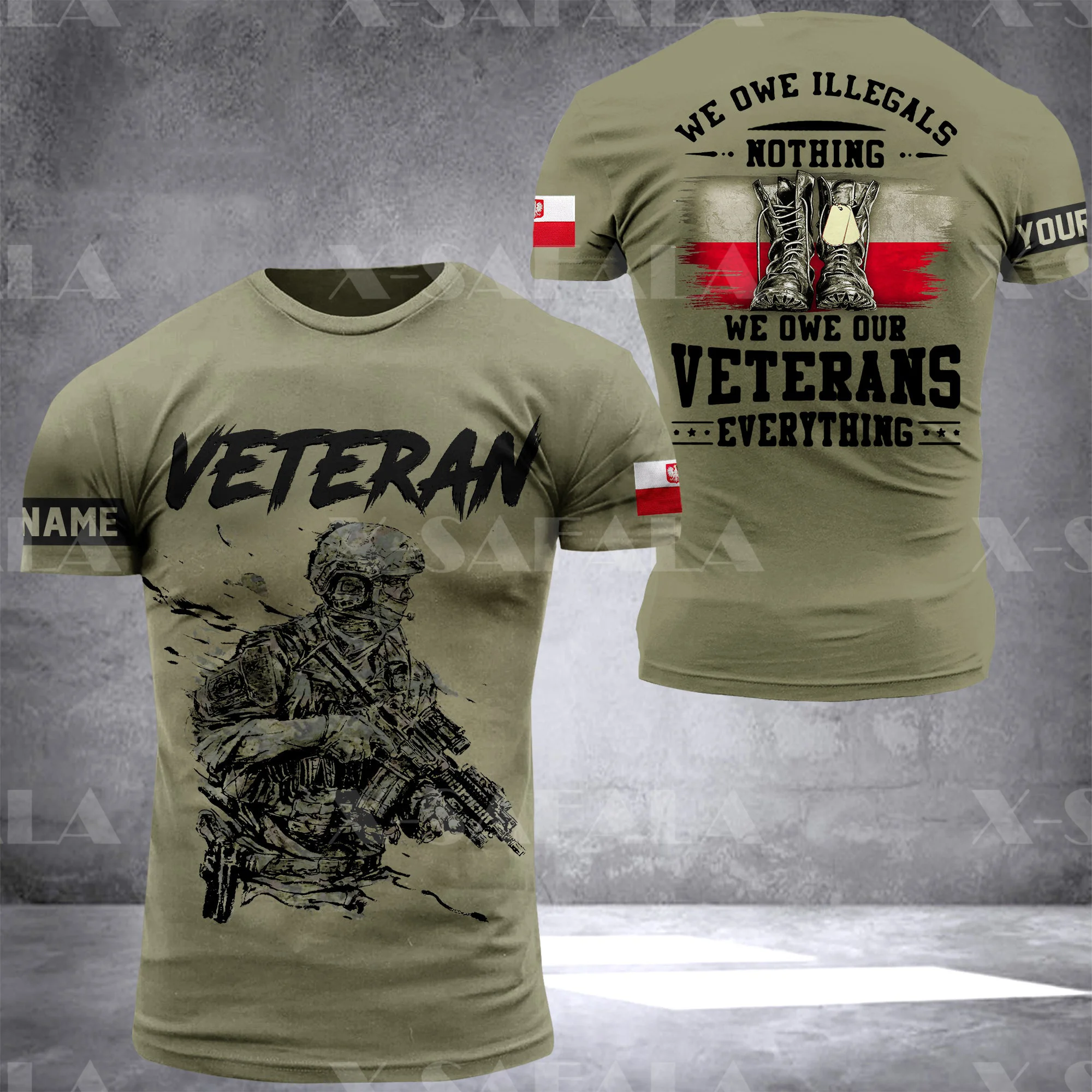 Футболка с 3D-принтом флага страны солдата летняя футболка из молочного волокна