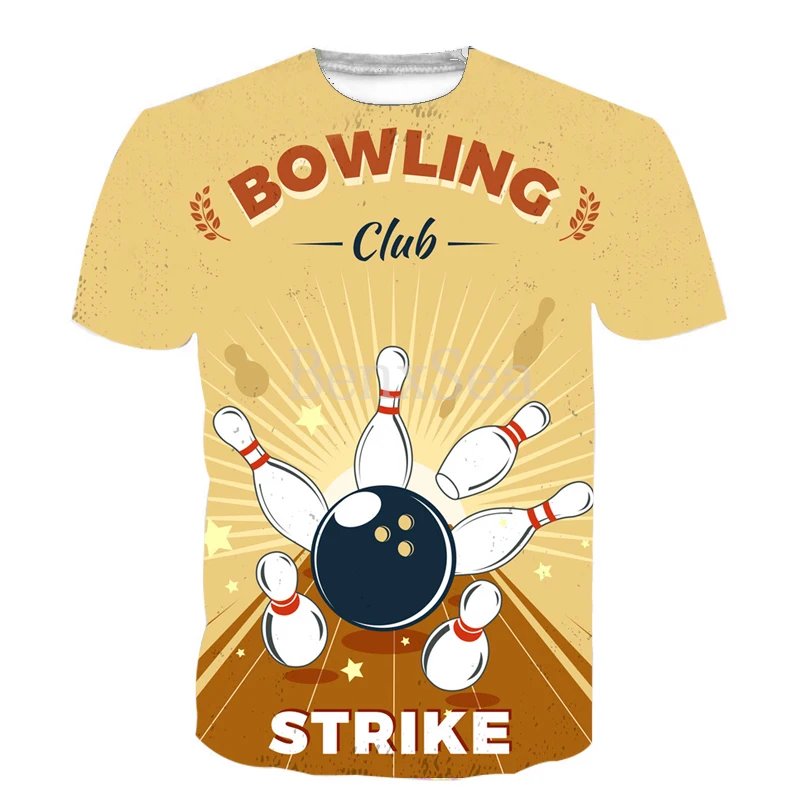 Популярные спортивные Боулинг 3D полная печать модная футболка хип-хоп стиль
