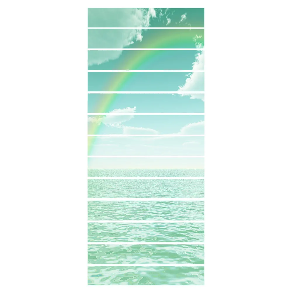 13Pcs/Set Green Sea Rainbow Stair Sticker Pvc Self-Adhesive Creative Living Room Decoration Home Waterproof Wall Stairs | Дом и сад