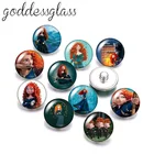 Заклепки с круглым фотостеклом 18 мм для браслетов 18 мм Disney смелая Принцесса Мерида, 10 шт.