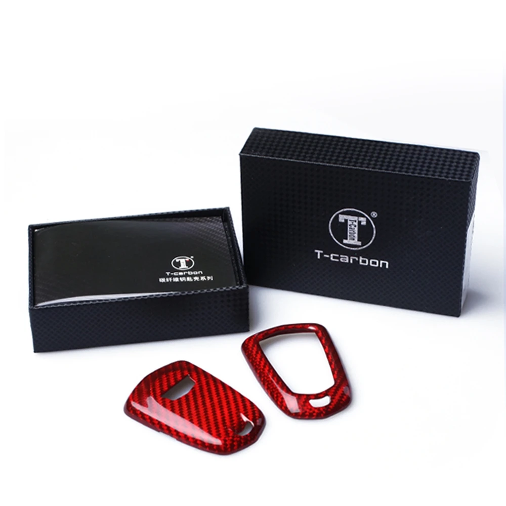 

Carbon Fiber Gloss Red Key Fob Cover For 2015-2019 Cadillac Shield ATS CTS CT6 ELR XTS Red