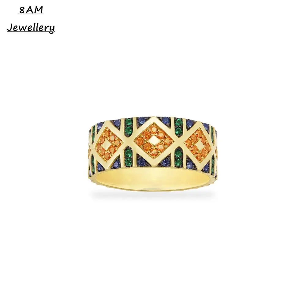 Марокканский Стиль Красочные полосы Племенной Тотем большое кольцо Мода ретро