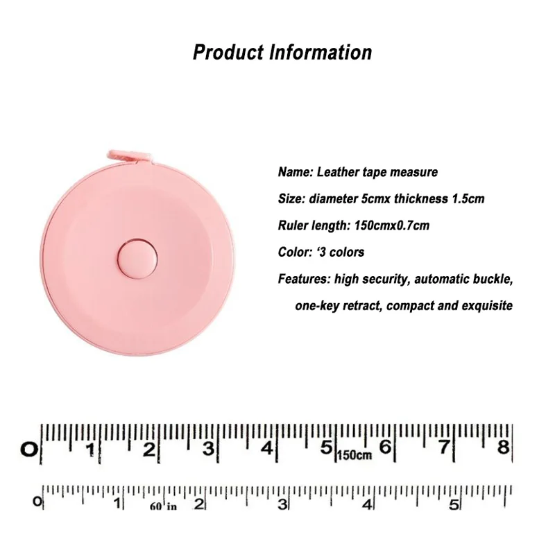 

Mini Round Tape Meter Tape Tailor Ruler Keychain Measuring Tape Clothing Size Adhesive Measure Sewing Tools Accessory