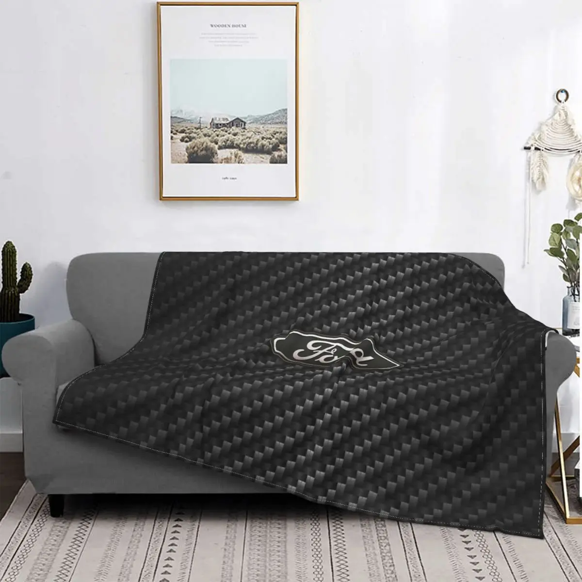 

Manta de fibra de carbono para Ford, colcha para cama a cuadros, toalla para playa, Picnic, manta ponderada