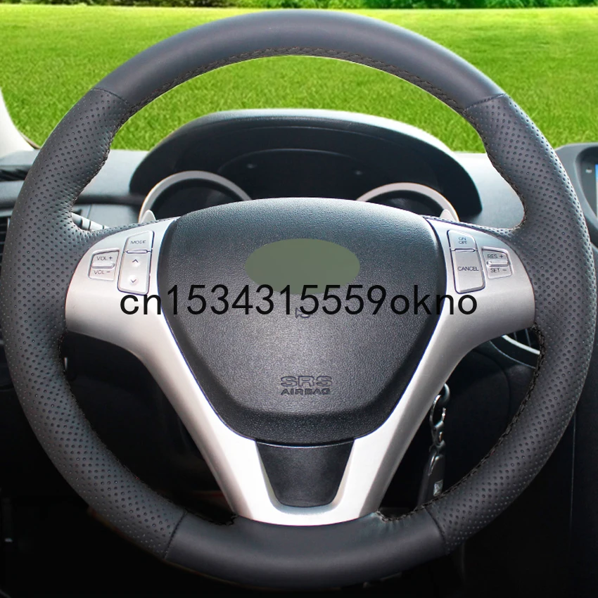 

DIY Hand-stitched Black Genuine Leather Car Steering Wheel Cover for Hyundai Rohens Coupe 2009
