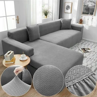 polar fleece fabric gray sofa cover for living room solid color all inclusive modern elastic corner couch slipcover 45011