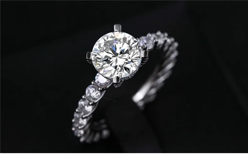 9*9mm round cut Diamond Ring not fake S925 sterling silver fine wedding proposal citrine sapphire amethyst ruby coloured diamond