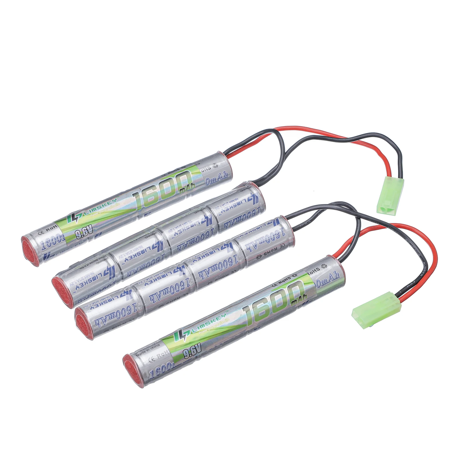 2pcs Lismkey 8S 2/3A 9.6v 1600mAh Butterfly NunChuck NIMH Battery Pack with Mini Tamiya  for Airsoft Guns  ICS CA TM SRC JG