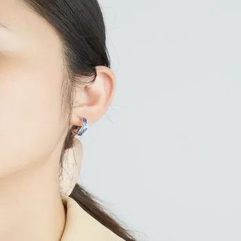 

fasion jewelry Sterling silver blue oil stud earrings with silver star pattern for women