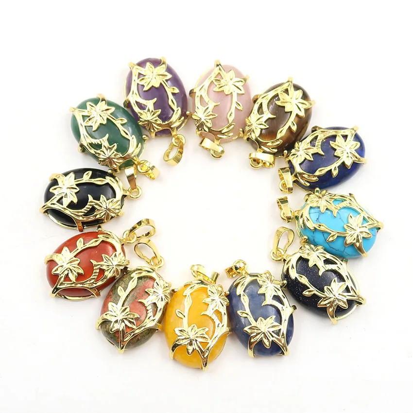 XSM роза цветок овальной формы подвески эллипс натуральный кристалл камень черная