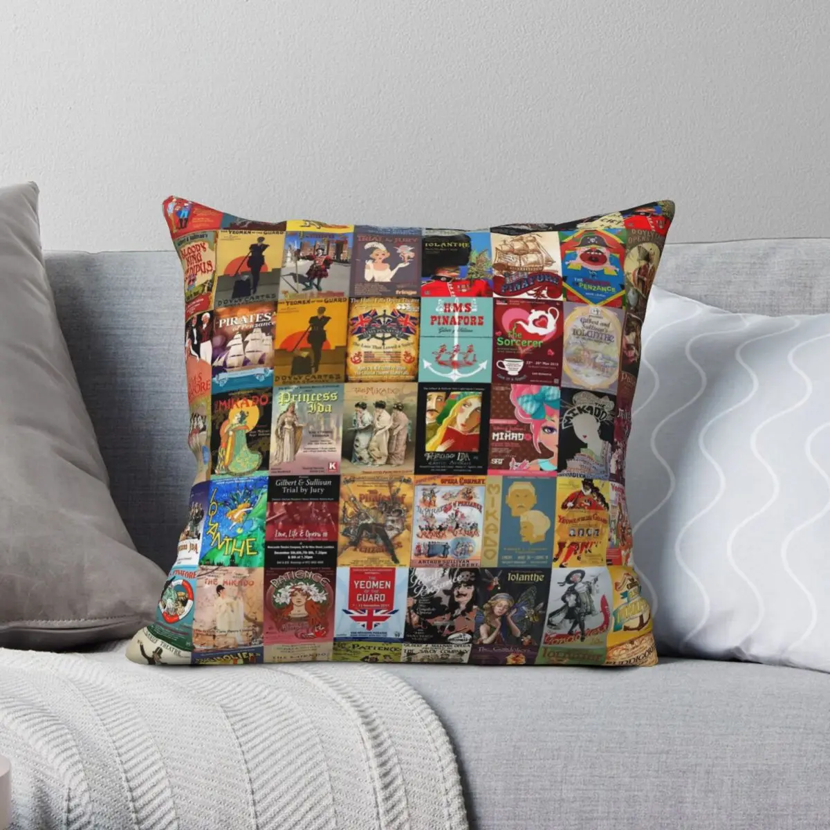

Gilbert And Sullivan Opera Square Pillowcase Polyester Linen Velvet Printed Zip Decor Room Cushion Cover 45x45