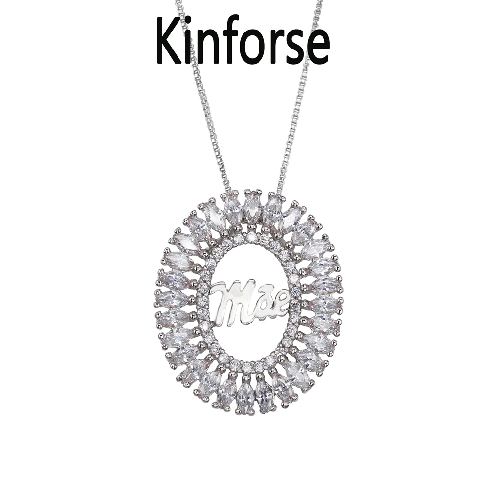 Ожерелье с кулоном Kinforse из Кубического циркония Mae, 3 шт./лот, ожерелье из меди с золотым/белым покрытием для женщин, модное ювелирное изделие, PWX006