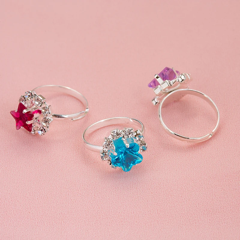 JUNWEISPIN 12 шт. регулируемое кольцо для девочек в коробке игры и платья разные