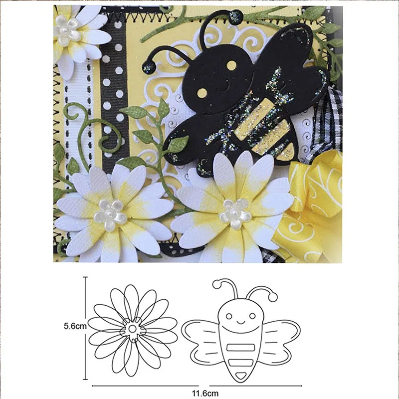 

Flower Happy Bee Frame Metal Cutting Dies Stencils Diy Diy dies Scrapbooking Cards Making Embossing Die Cuts Craft dies new 2020