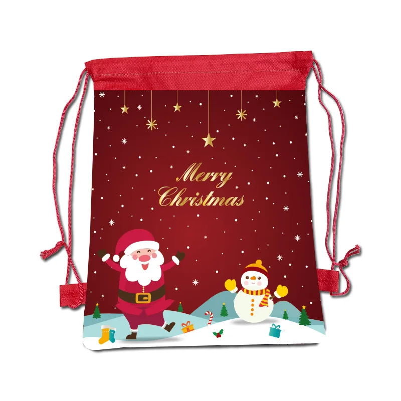 Santa Claus Drawstring Bags Kids Favors Travel Pouch Storage Bag Non-woven Fabrics Backpack Merry Christmas Supplies | Дом и сад