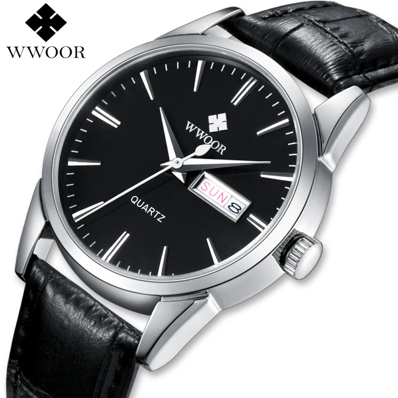 Часы WWOOR Мужские Аналоговые кварцевые брендовые Роскошные водонепроницаемые