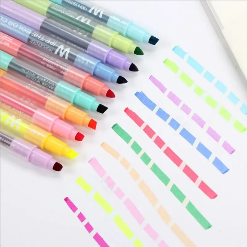 

10Pcs Double-end Erasable Highlighter Pen Markers Pastel Liquid Chalk Marker Fluorescent Milkliner Highlighters Color