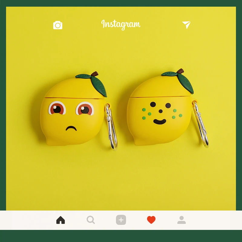 Новый милый чехол для наушников с лимонным выражением Apple Airpods 1 2 силиконовый Kawaii