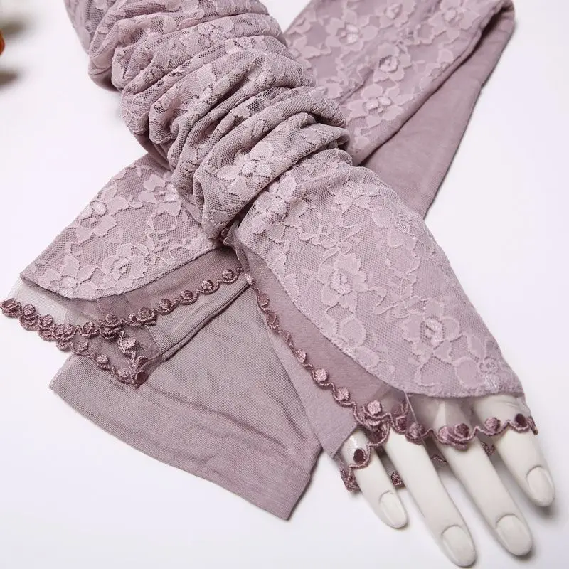 

Women Long Fingerless Gloves Fashion Lace Elbow Gloves Warmer Knitted Mittens Punk Gothic Rock Long Arm Gloves