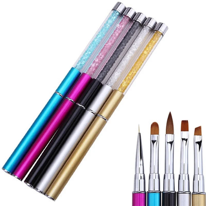 

Nail Art Rhinestone Handle Carving Brush Acrylic UV Gel Nails French Lines Liner DIY Design Drawing Pen Manicure Tool